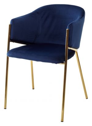 Стул DILL BLUVEL-86 NAVY BLUE, велюр/ золотой каркас, М-City