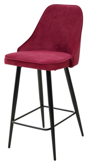 Полубарный стул NEPAL-PB ВИННЫЙ #16, велюр/ черный каркас (H=68cm) М-City